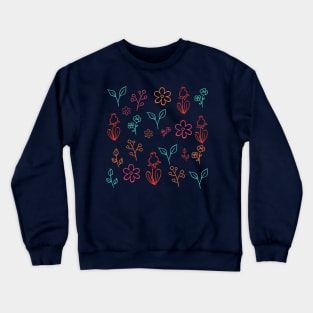 Floral Festive Pattern | Navy Crewneck Sweatshirt